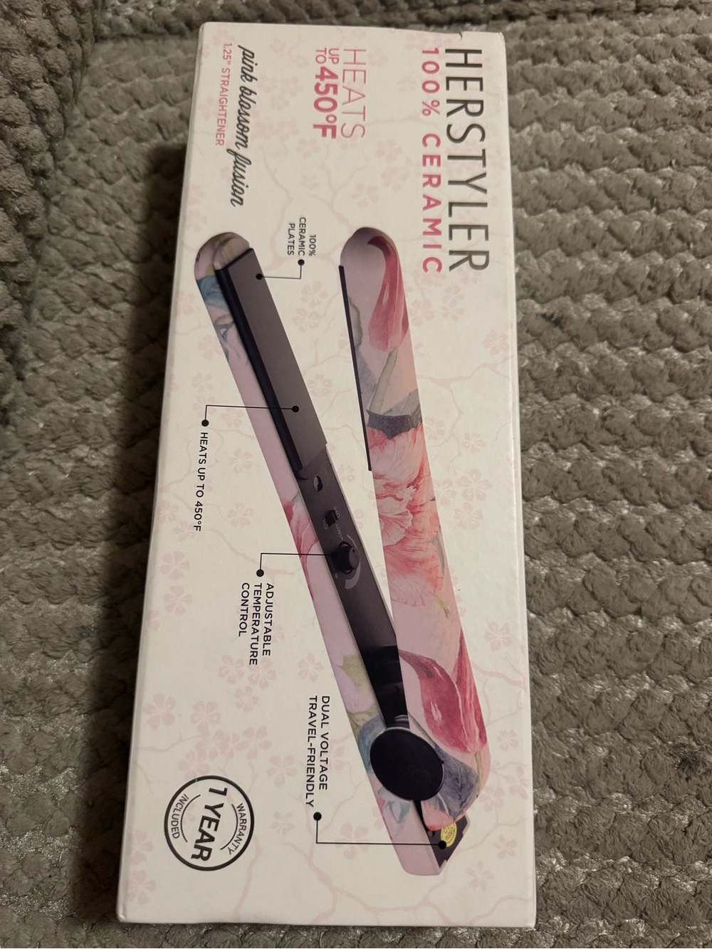 Herstyler Pink Floral Ceramic Flat Iron Hair Straightener